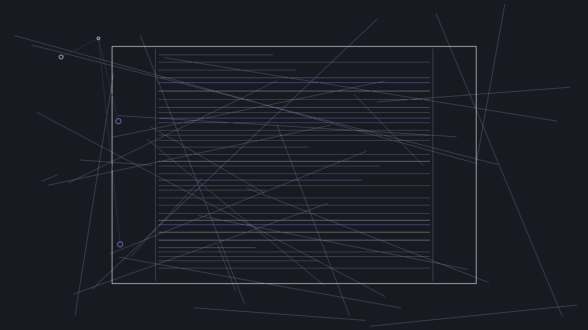 Dark mode technical sketch: writer at script with small labeled assistance modules, not generated flood text