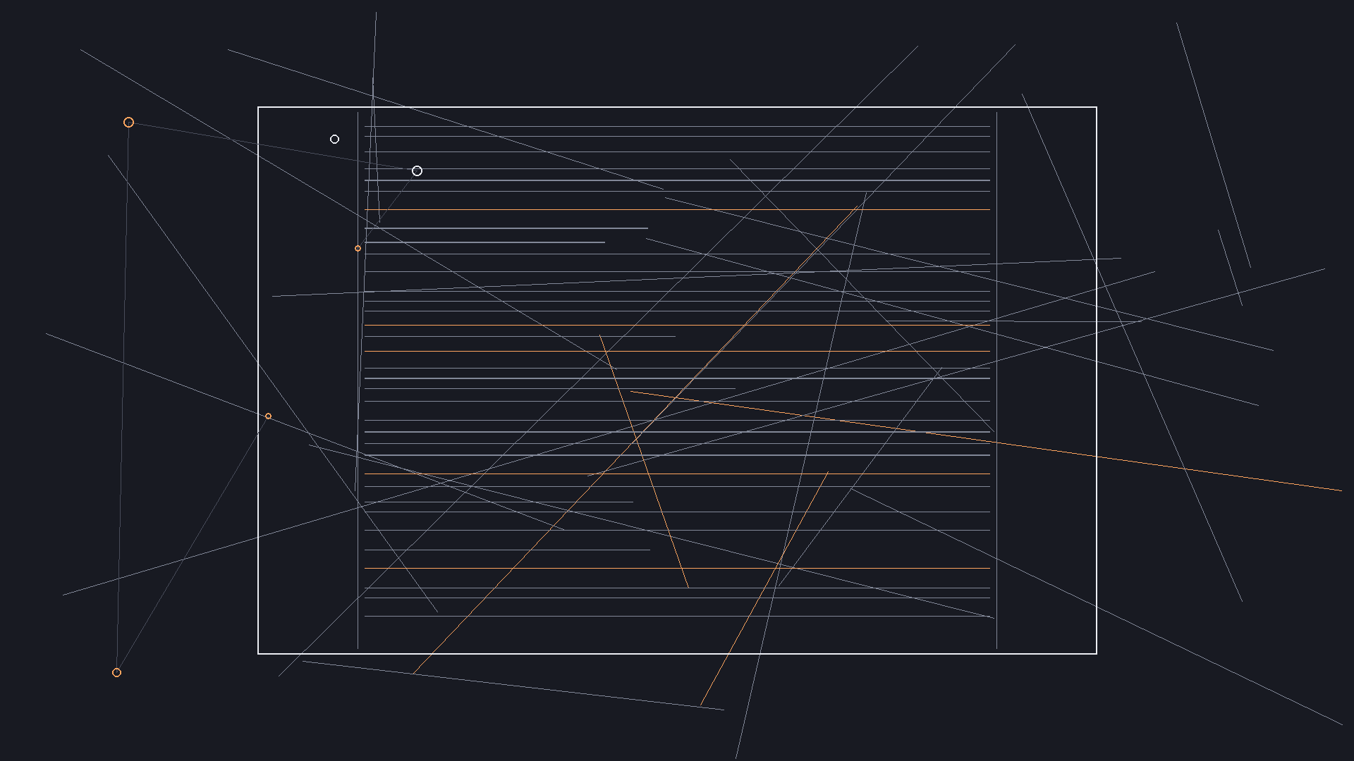 Dark mode technical sketch: screenplay column beside storyboard cells with shared scene numbers