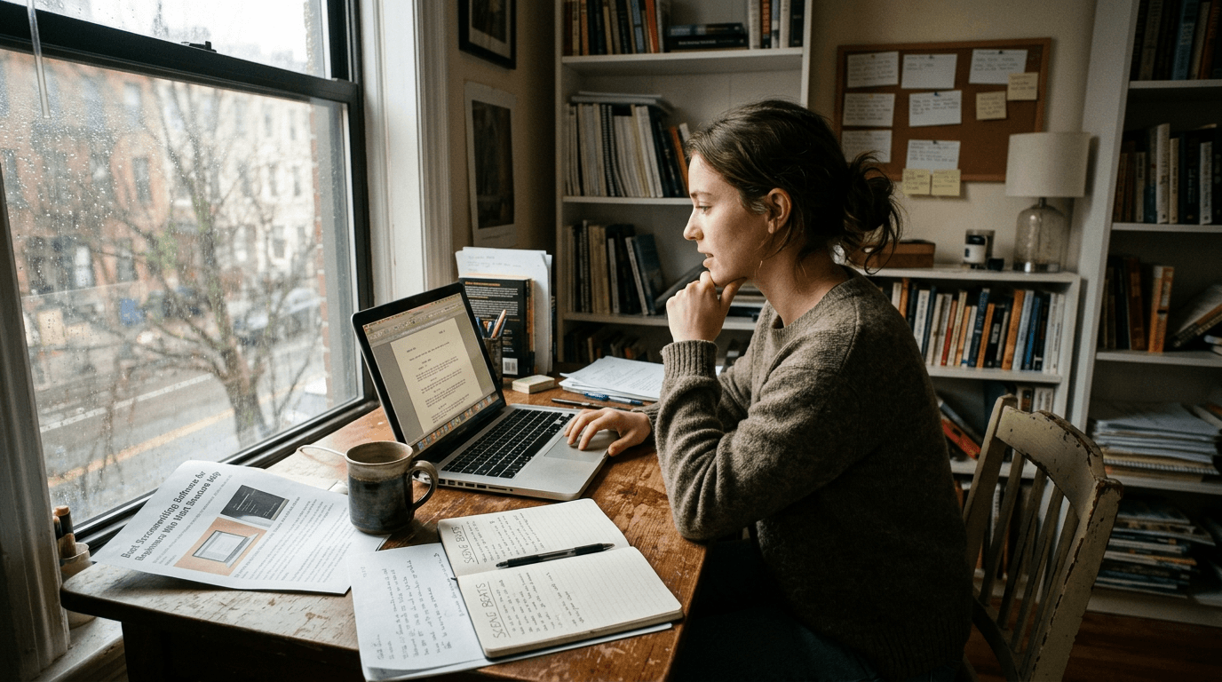 Cinematic workflow still, first angle, 35mm film grain