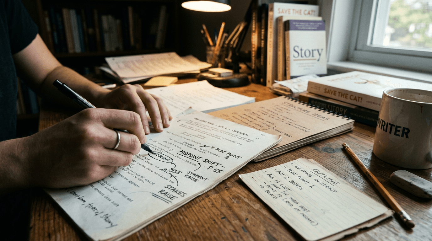 Cinematic workflow still, second angle, 35mm film grain