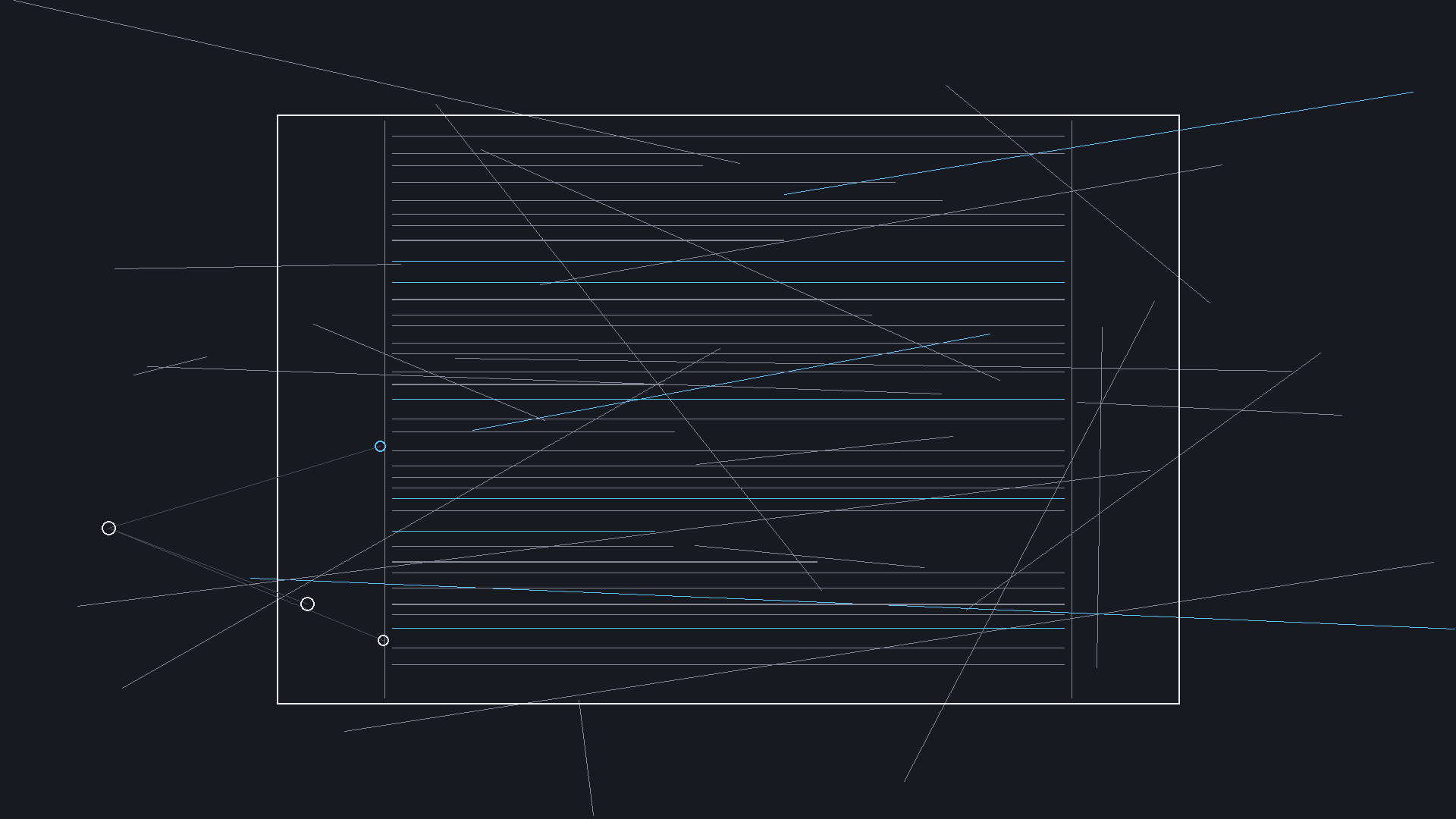 Dark mode technical sketch: collaborative team with synced screenplay pages, comments, and revision colors