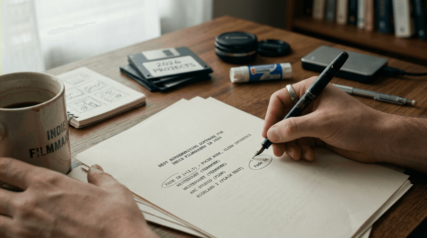 Cinematic workflow still, second angle, 35mm film grain