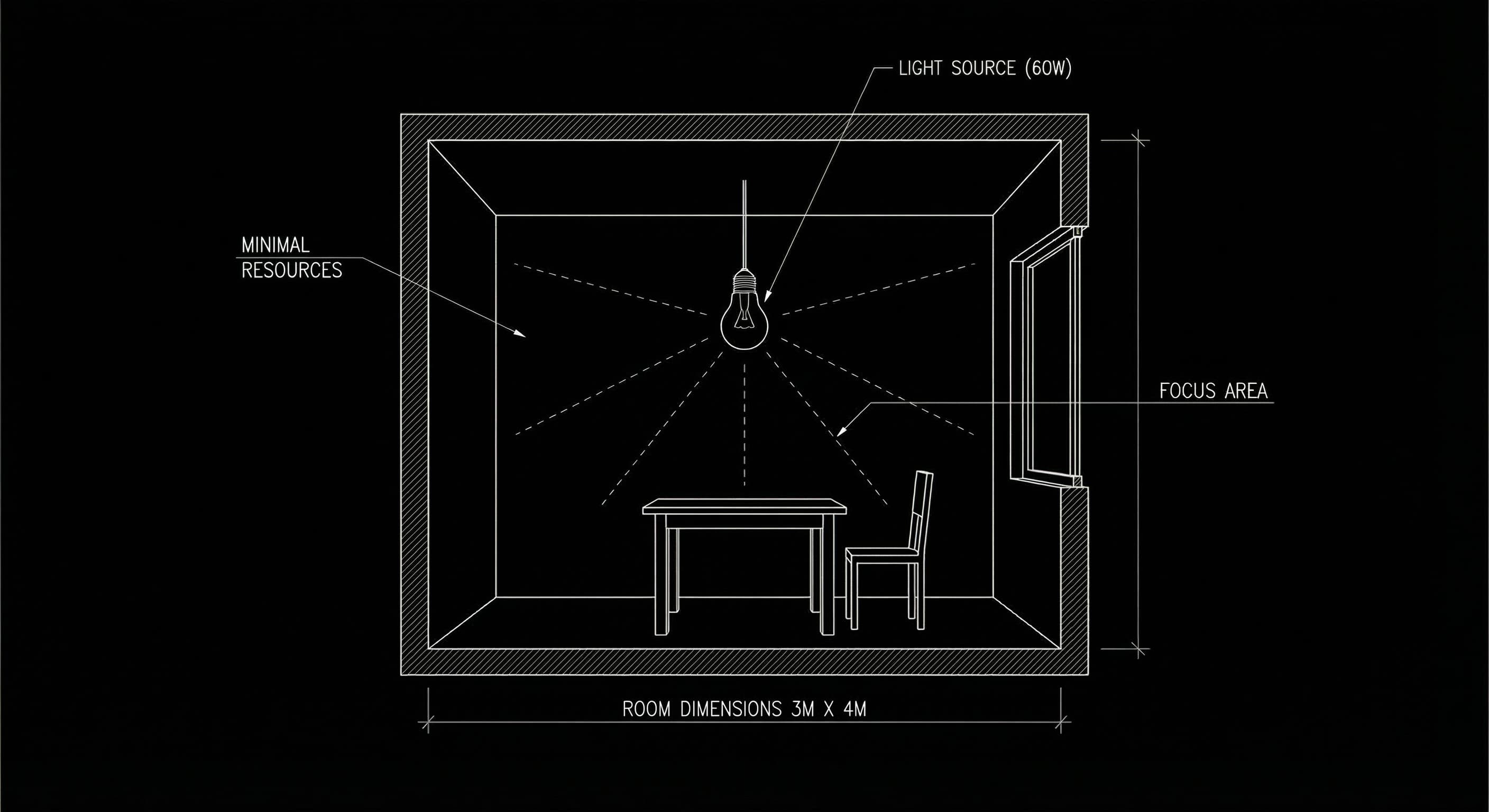 Light bulb in small room: minimal resources