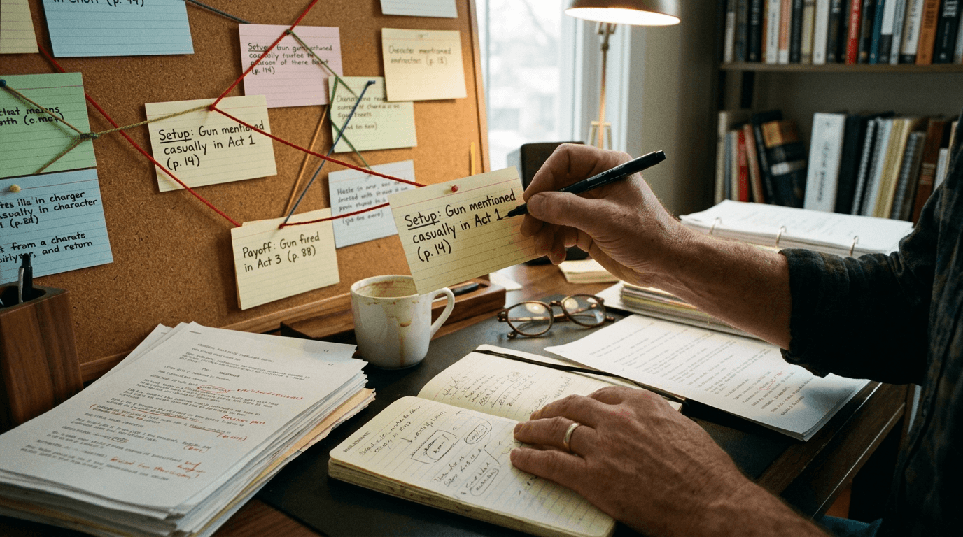 Cinematic workflow still, second angle, 35mm film grain