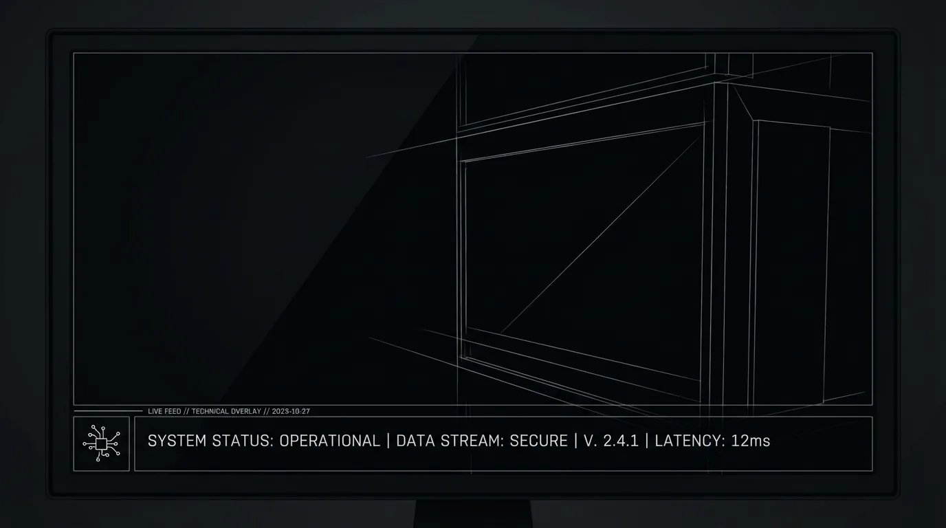 Script line: SUPER with location and date; dark mode technical sketch