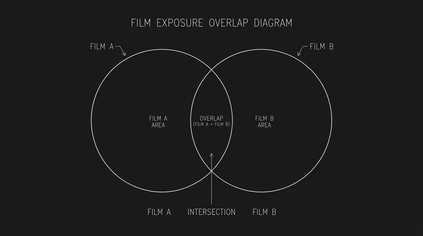 Film A meets Film B; dark mode technical sketch