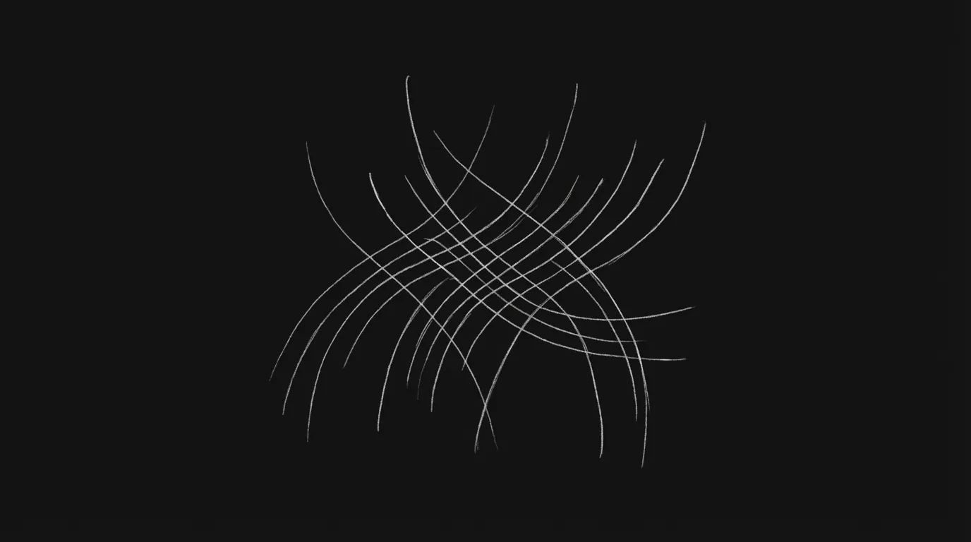 Ensemble: multiple arcs weaving; dark mode technical sketch