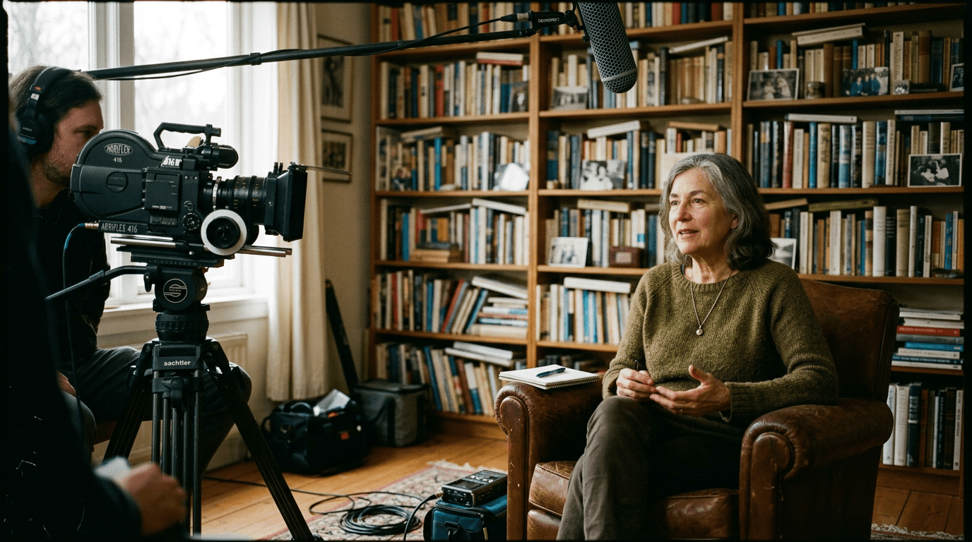 Cinematic workflow still, first angle, 35mm film grain