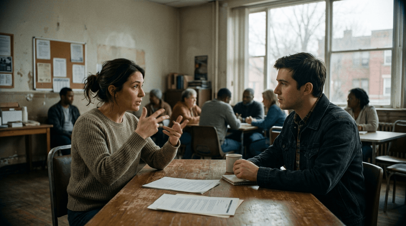 Cinematic workflow still, first angle, 35mm film grain