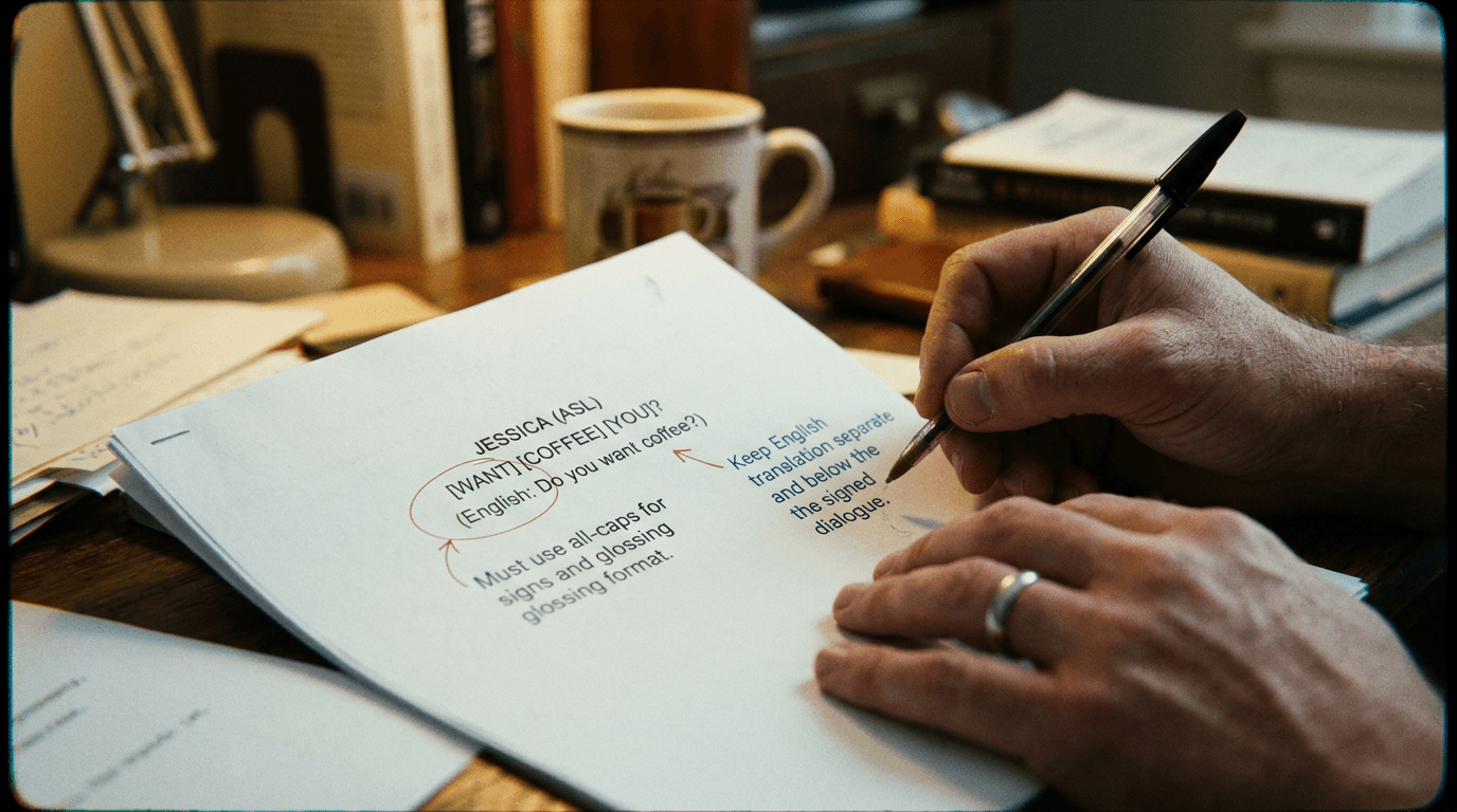 Cinematic workflow still, second angle, 35mm film grain