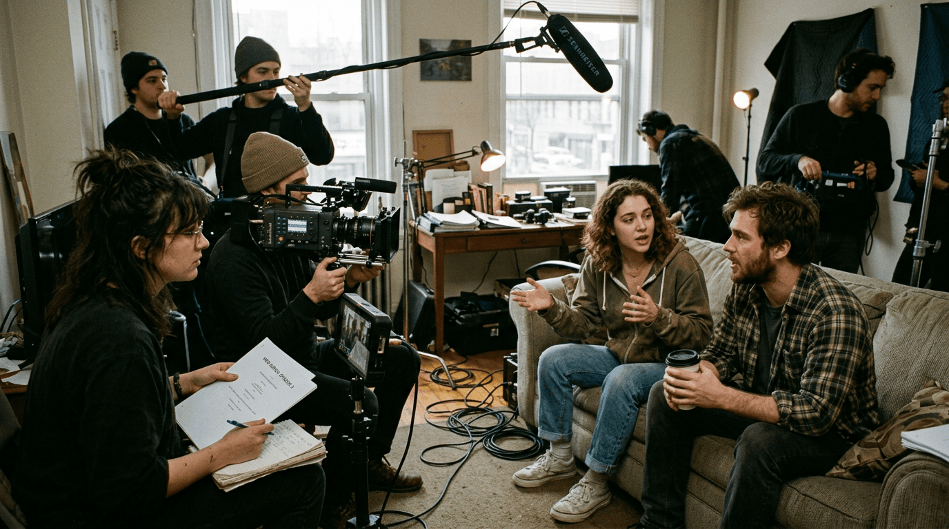 Cinematic workflow still, first angle, 35mm film grain