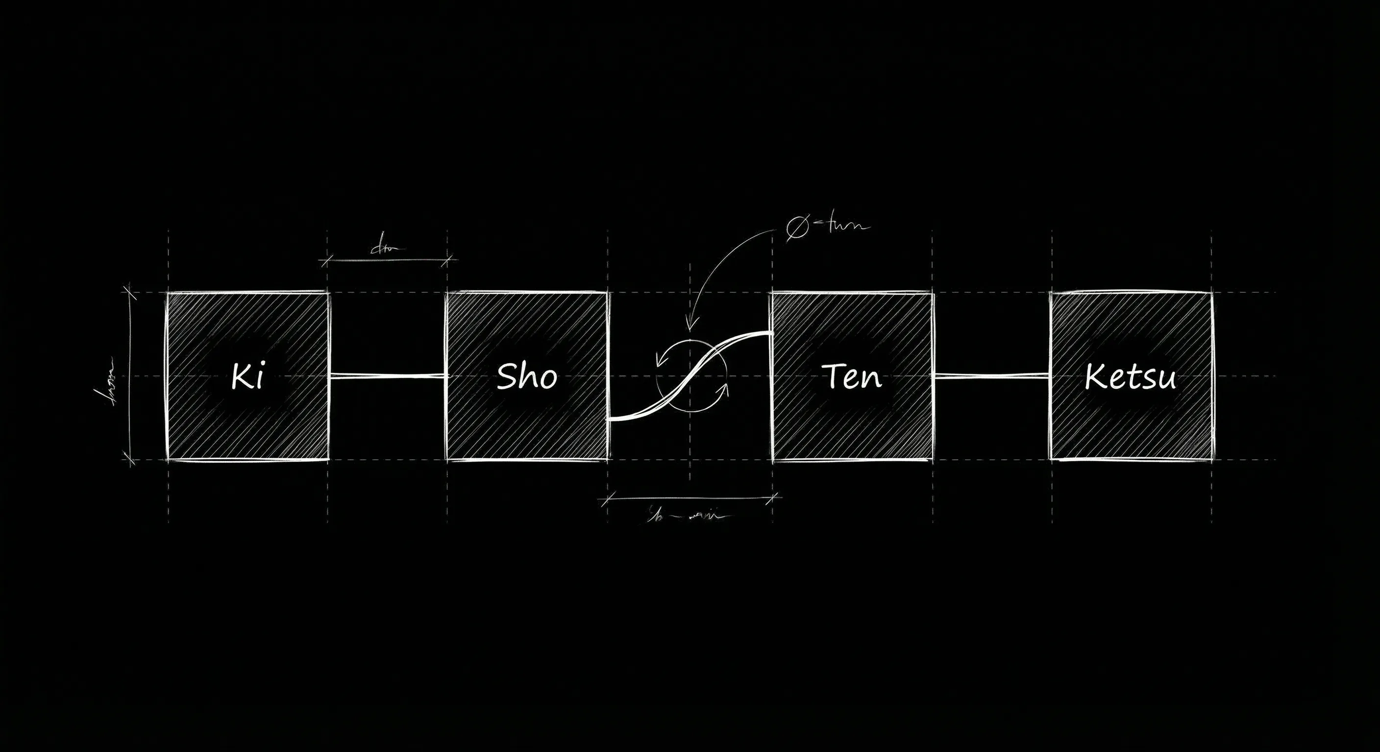 Four-part Kishōtenketsu structure: Ki, Shō, Ten, Ketsu