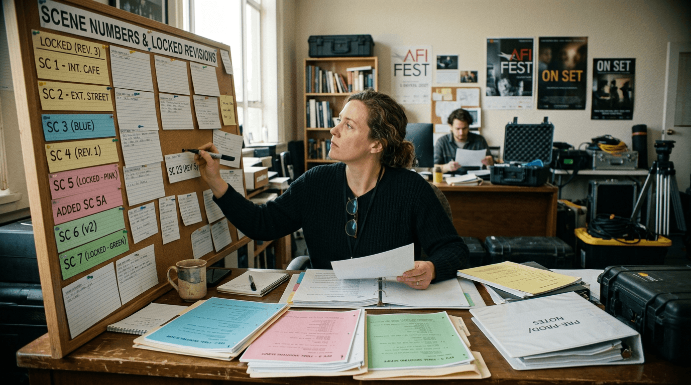 Cinematic workflow still, first angle, 35mm film grain