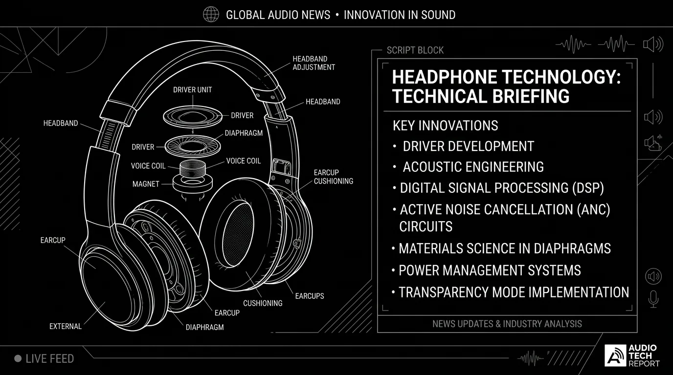 Podcast; news graphic; dark mode technical sketch