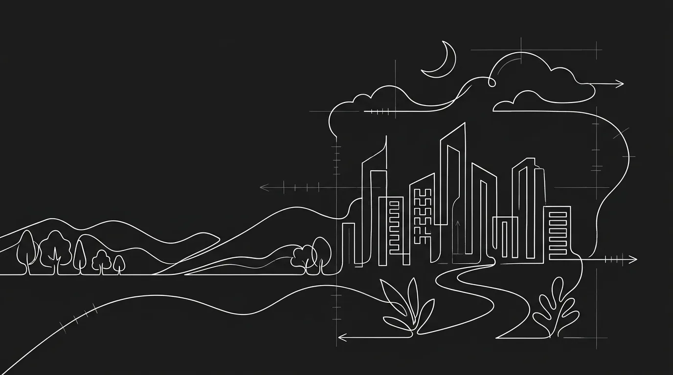 One continuous path; no cuts; dark mode technical sketch