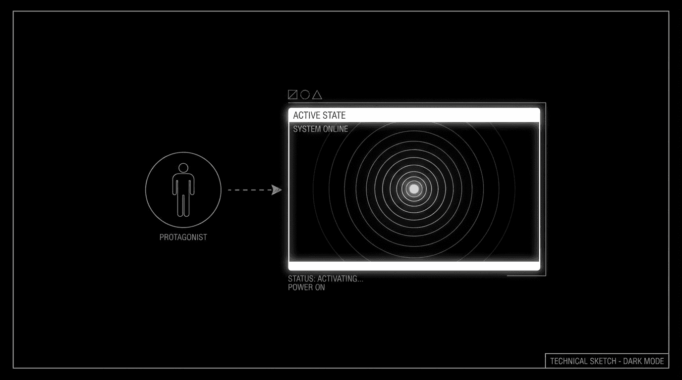 Single figure: from pushed to pushing; two panels; dark mode technical sketch