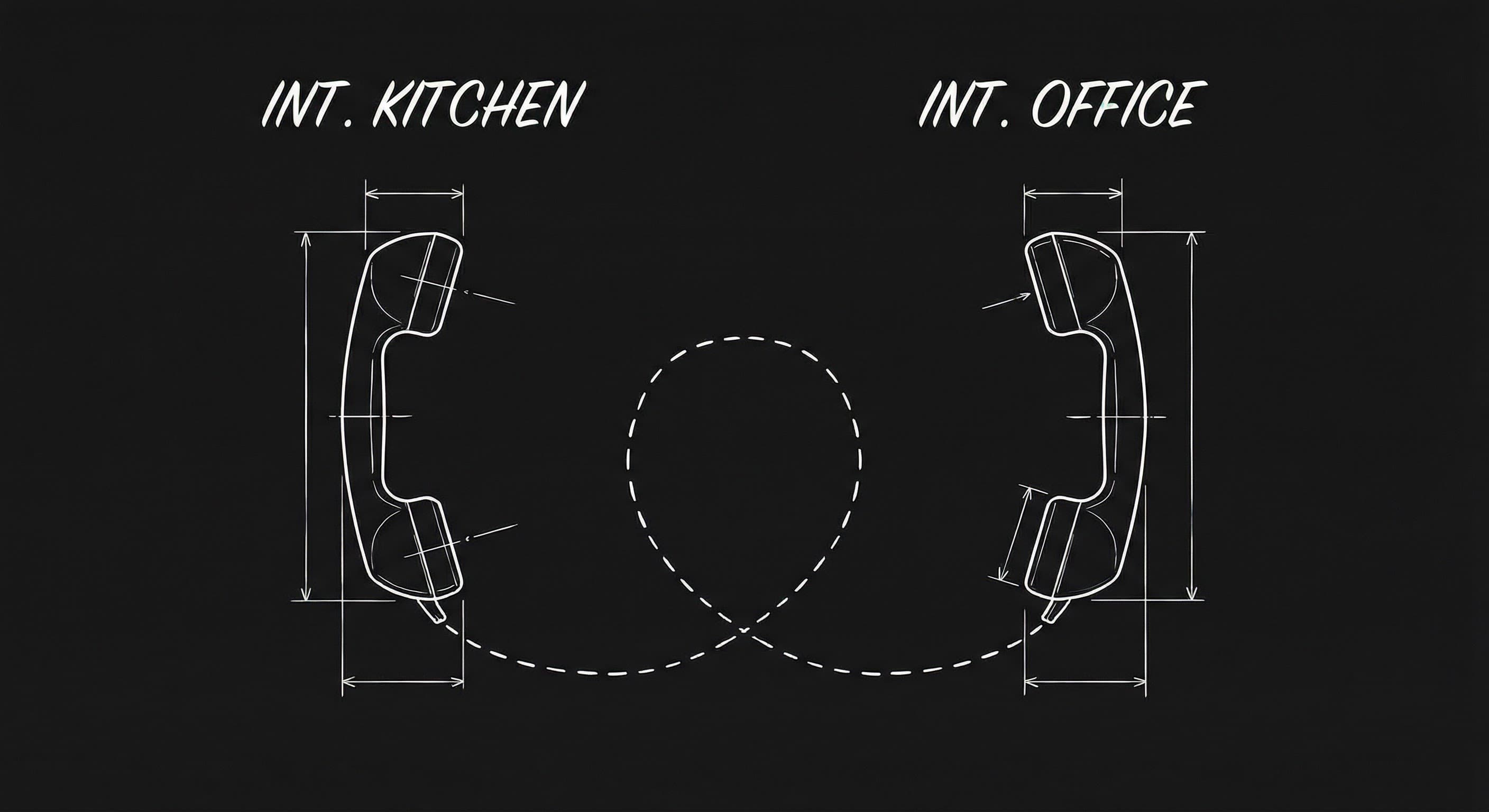 Phone call script formatting: two locations, one conversation