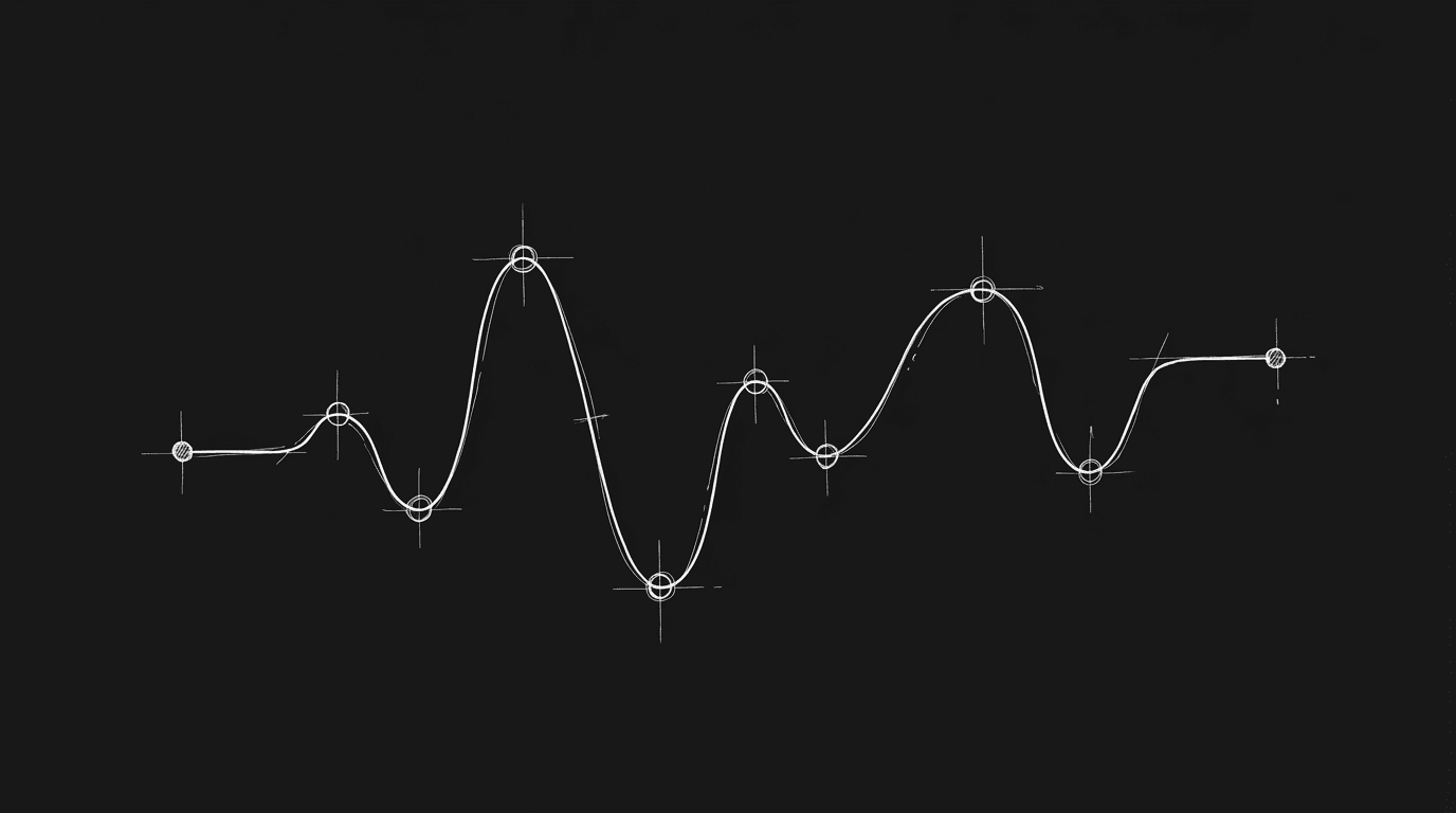 Rom-com seven beats on a timeline; dark mode technical sketch