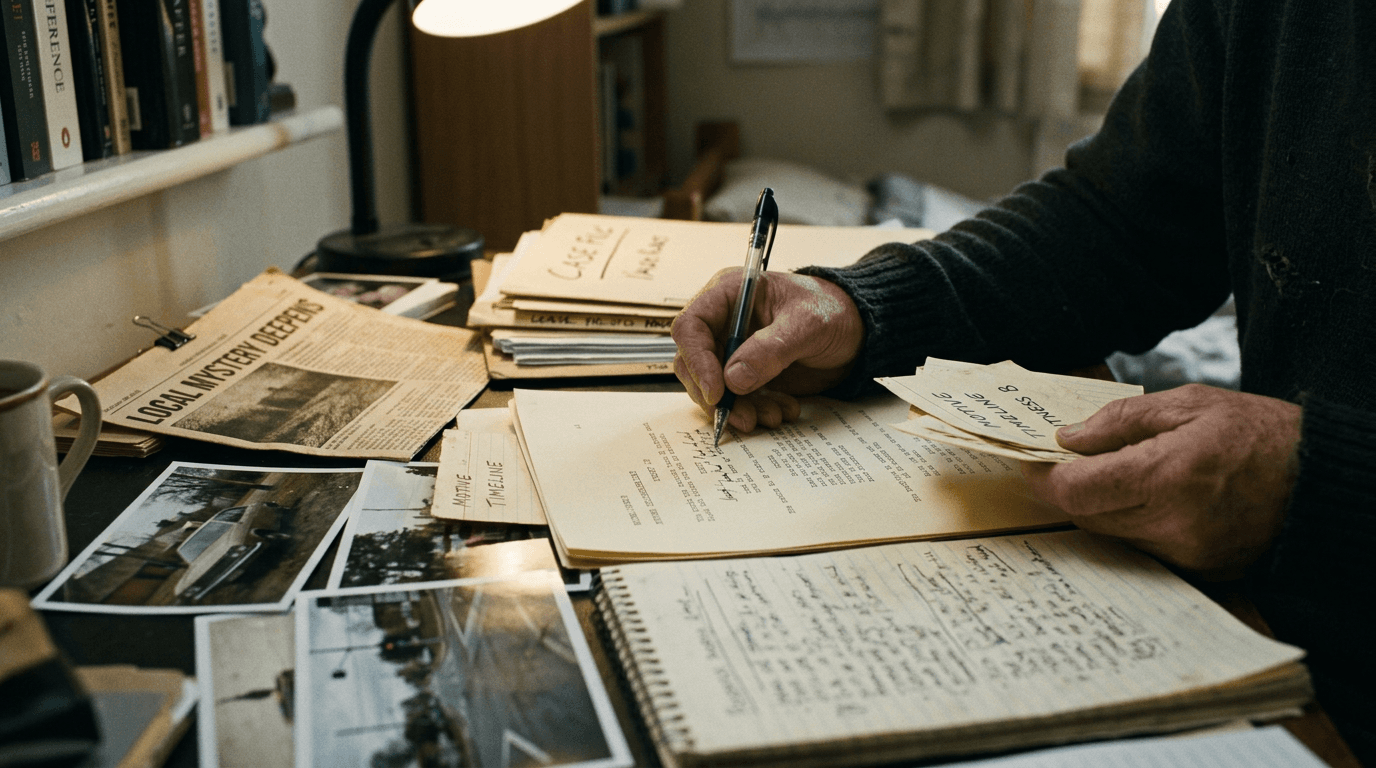 Cinematic workflow still, second angle, 35mm film grain