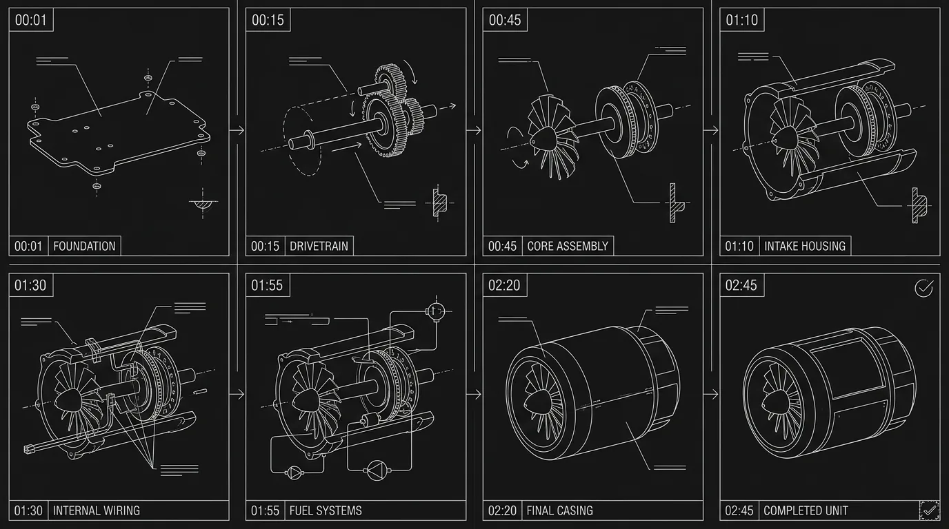 Series of shots vs montage; dark mode technical sketch
