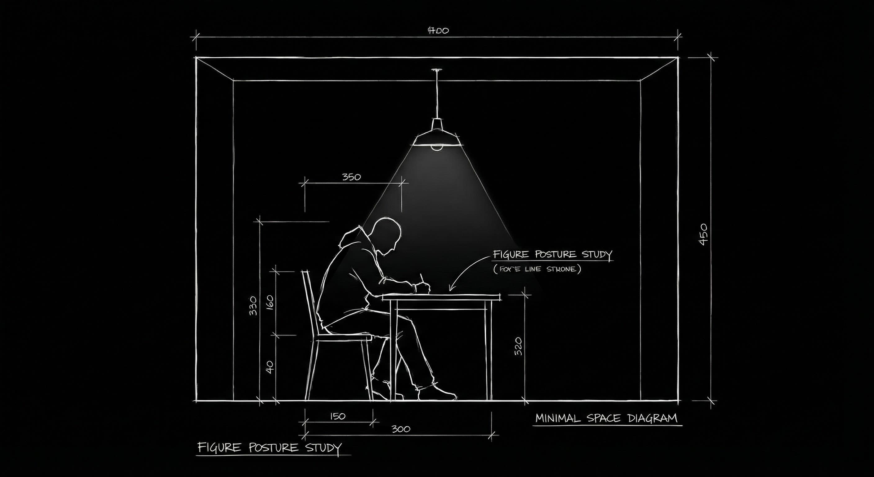 Silent scene: figure in space, no dialogue
