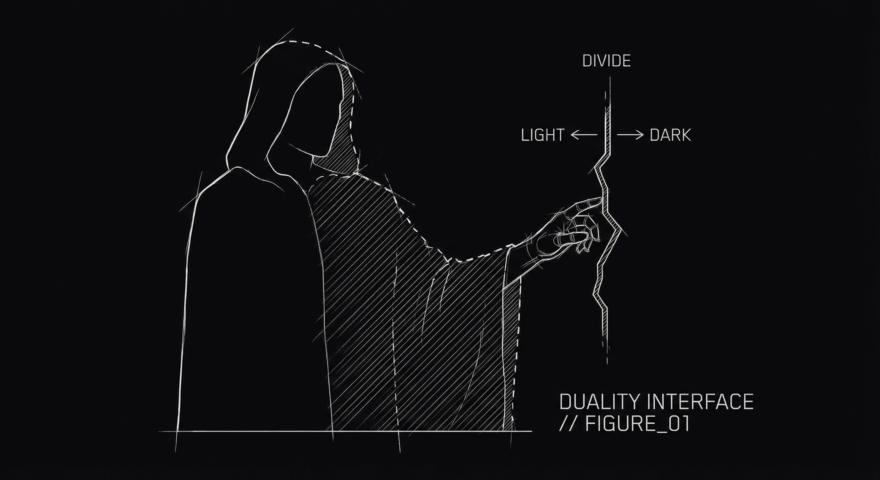 Subtext in noir: figure half in shadow