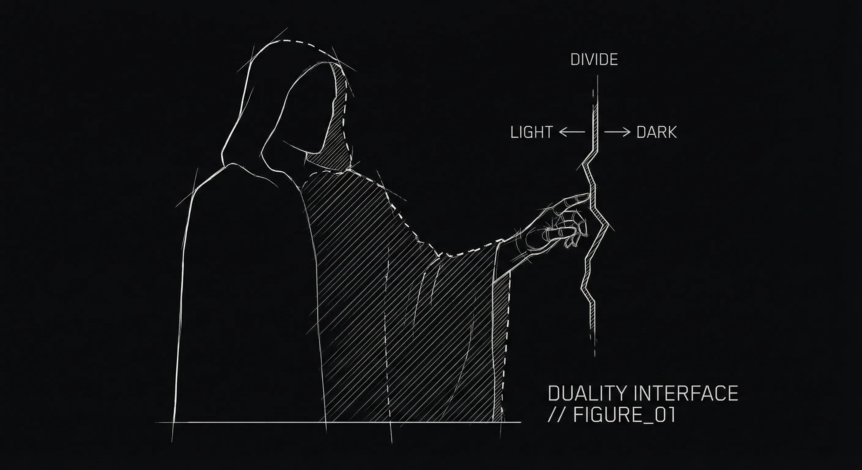 Subtext in noir: figure half in shadow