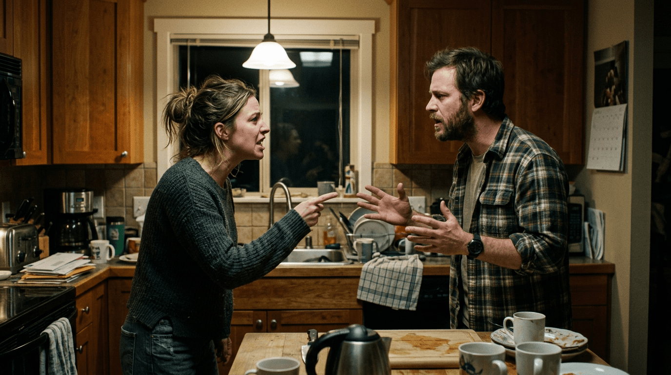 Cinematic workflow still, first angle, 35mm film grain