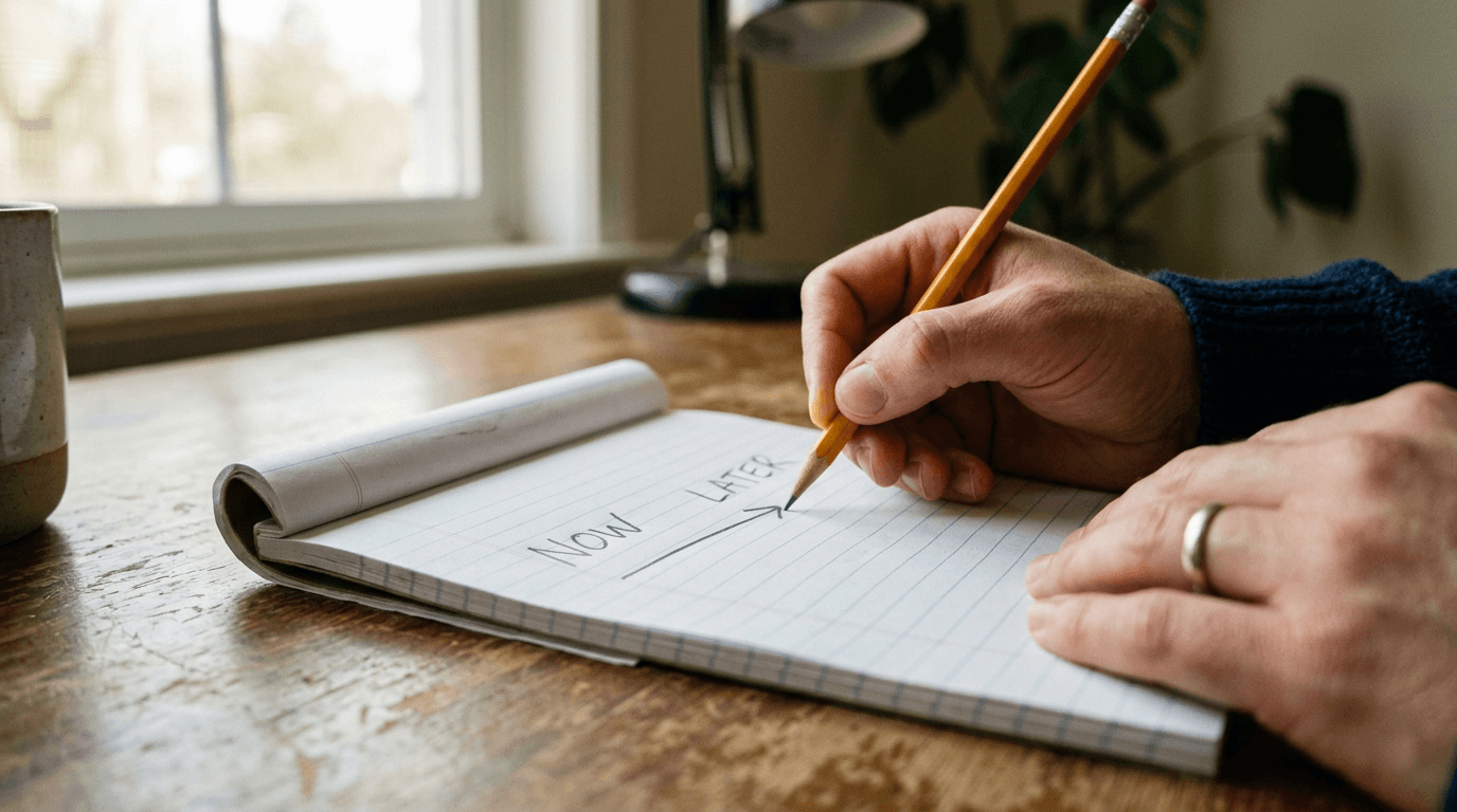 Hands drawing a timeline on paper; cinematic film still