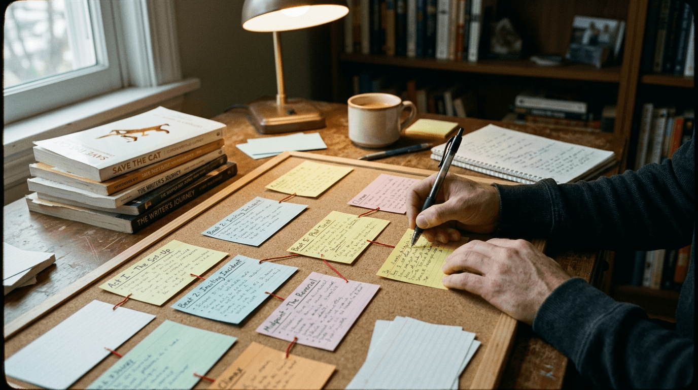 Cinematic workflow still, second angle, 35mm film grain