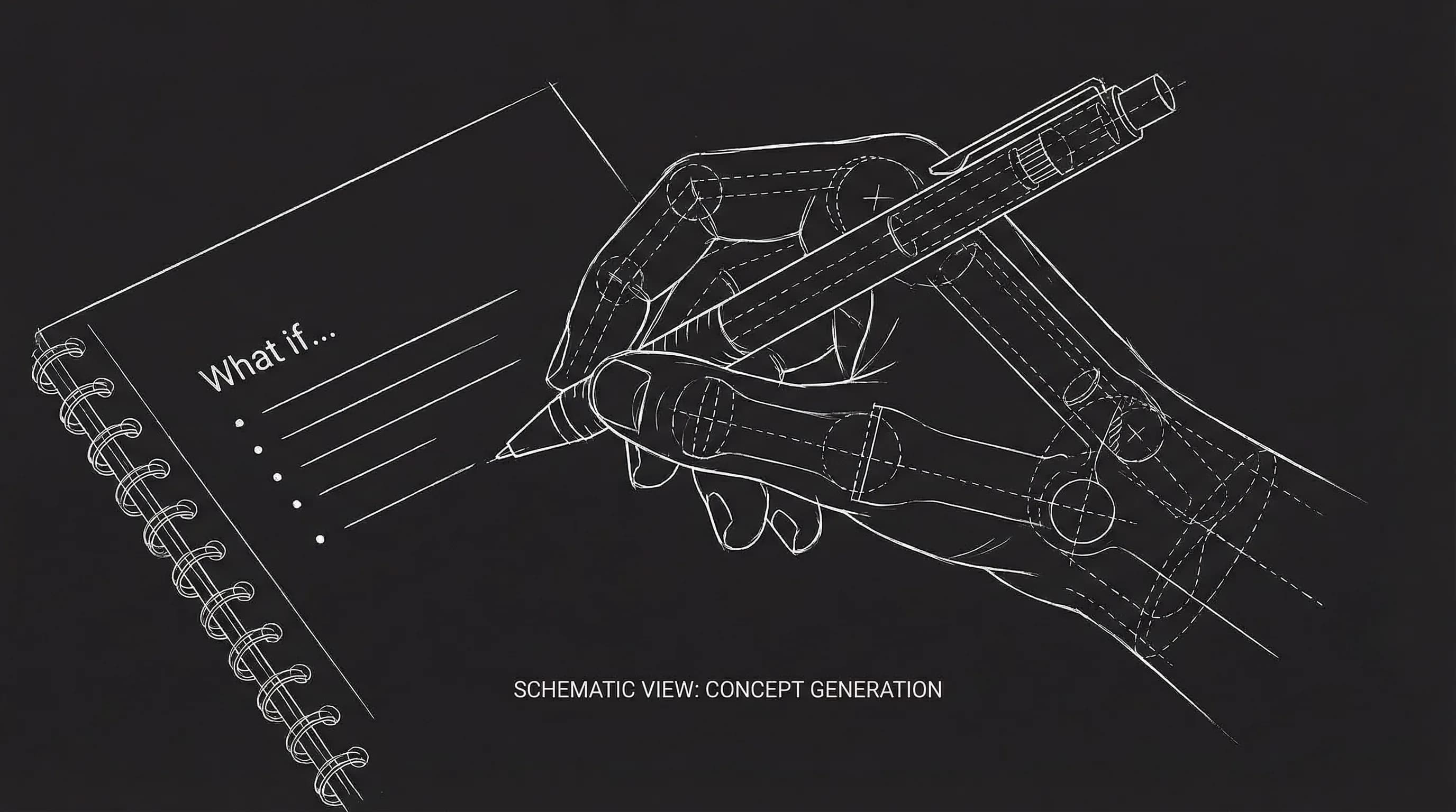 Hand with pen and list: What if...