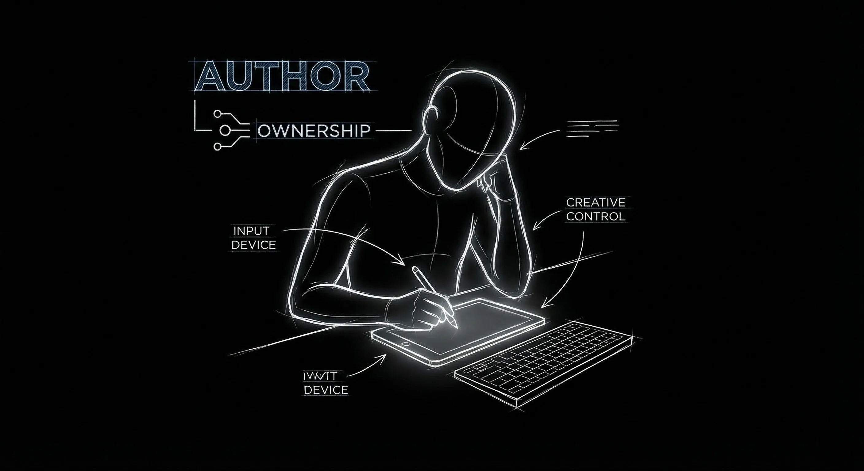Writer as author: script page with hand-drawn emphasis on 'written by' and timeline as support, not source