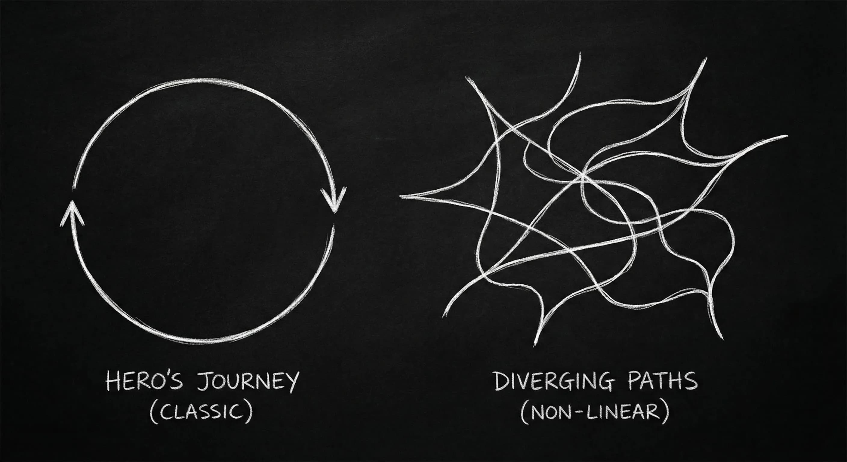 Classic monomyth versus multiple narrative paths