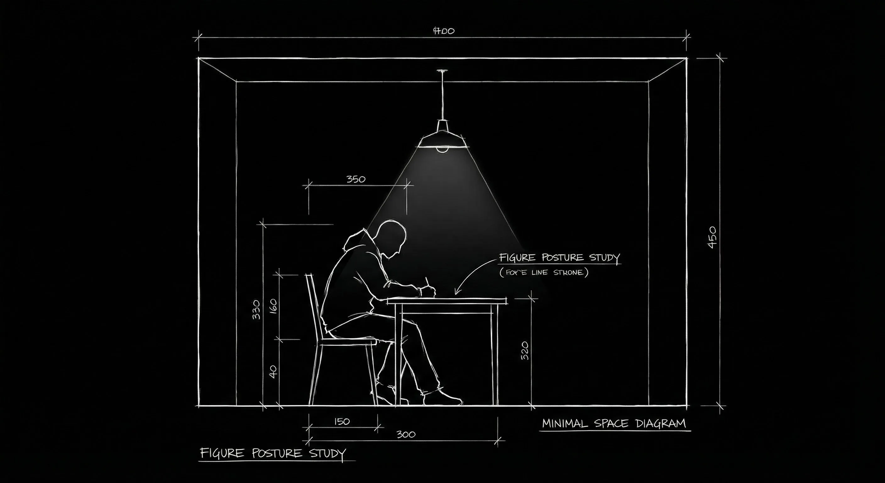 Silent scene: figure in space, no dialogue