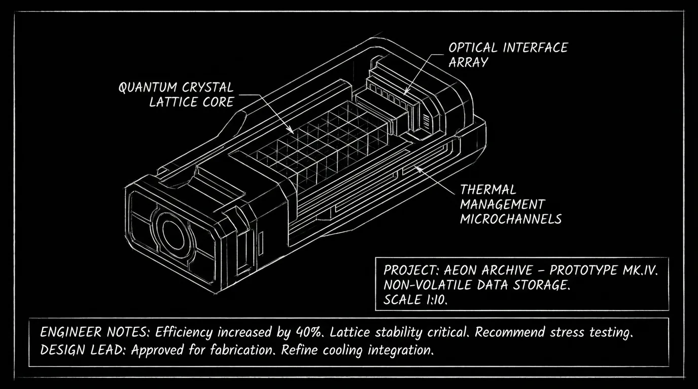 Vertical frame with caption and comments; dark mode technical sketch