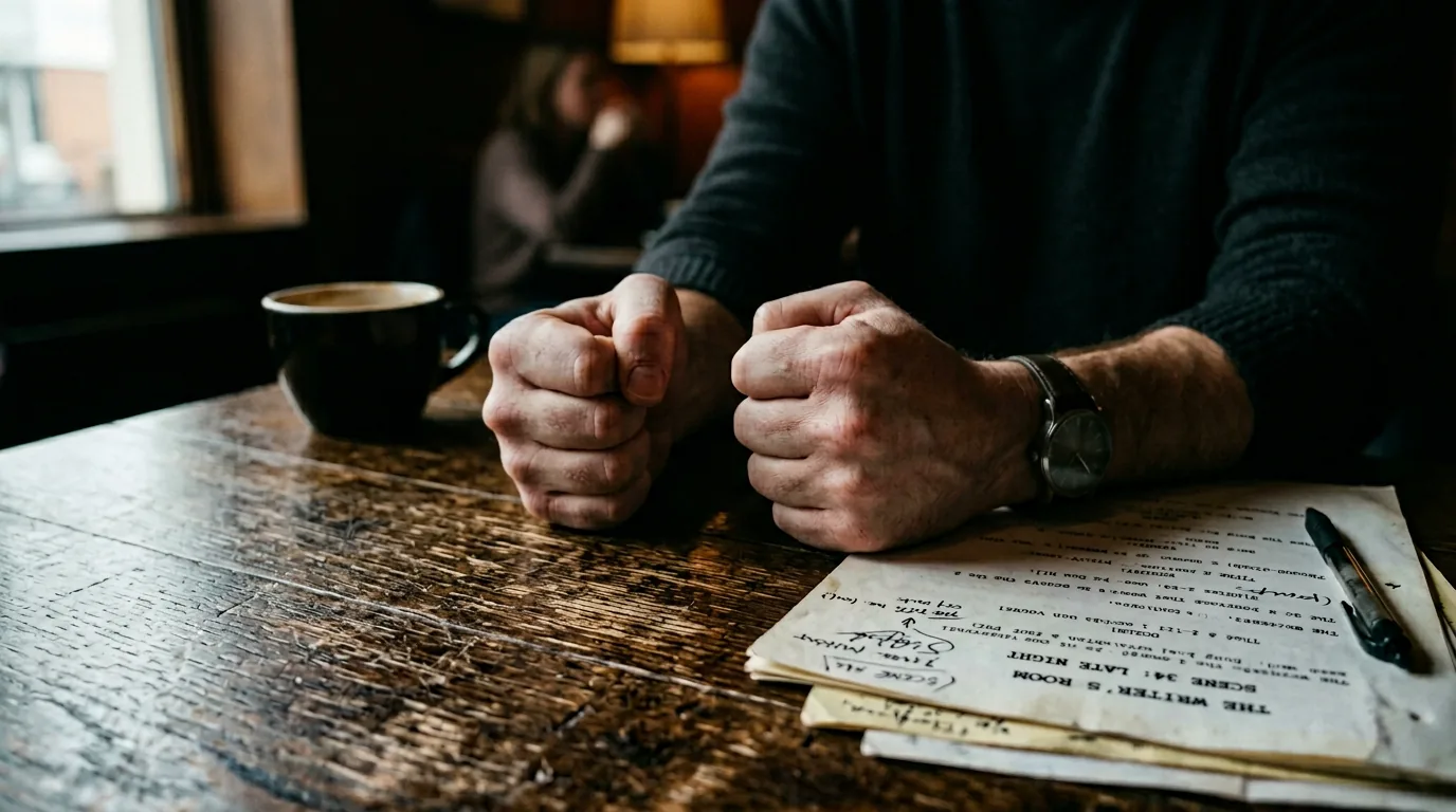 Cinematic workflow still, second angle, 35mm film grain