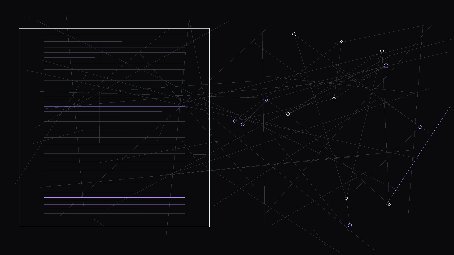 A visual showing listener position relative to speakers; dark mode technical sketch, thin white lines on black background