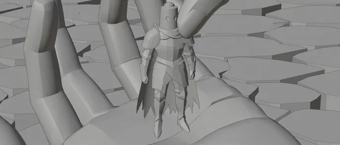 Storyboard frame of the palm shot, in grey
