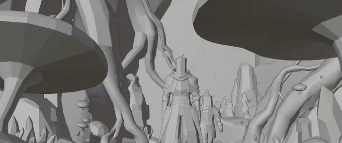 Storyboard frame of the wide shot, in grey