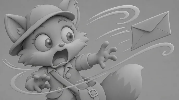 Storyboard frame of the surprised take, in grey