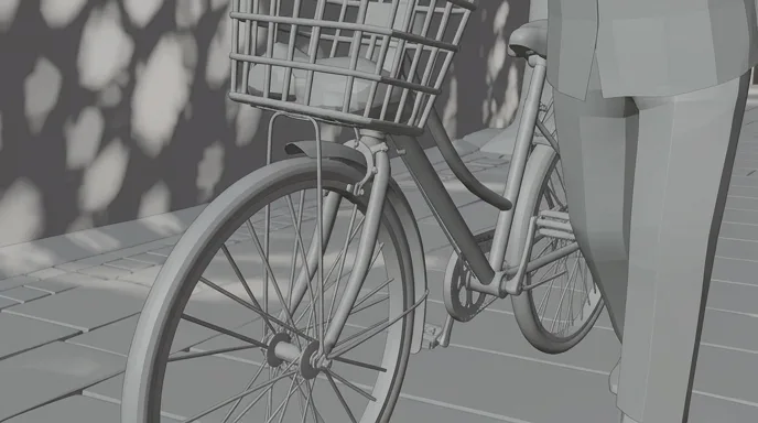 Grey storyboard frame of the wheel