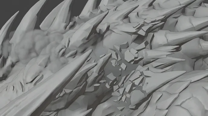 Storyboard frame of the spines, in grey