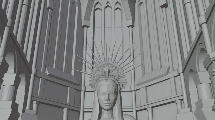高窓の下の巫女の絵コンテ(グレー)