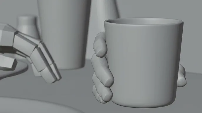 Vignetta grigia di storyboard della mano sul bicchiere