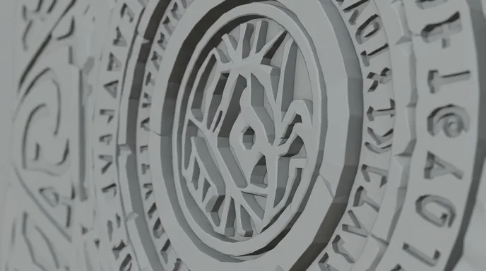 Storyboard-Bild des Glyphenrings, in Grau