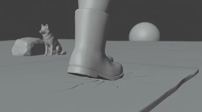 Image de storyboard de la botte sur la glace, en gris