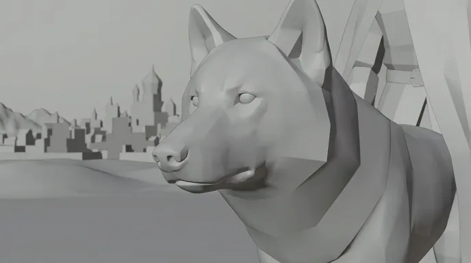 Image de storyboard du loup, en gris