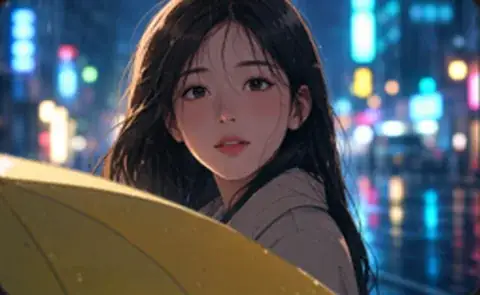 Inquadratura S4: primo piano di Seo-yeon che abbassa l'ombrello giallo