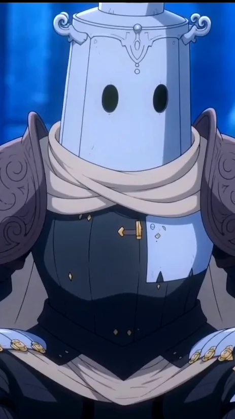 Lost Garden reframed in 9:16: the Lantern Knight sitting up, facing the camera