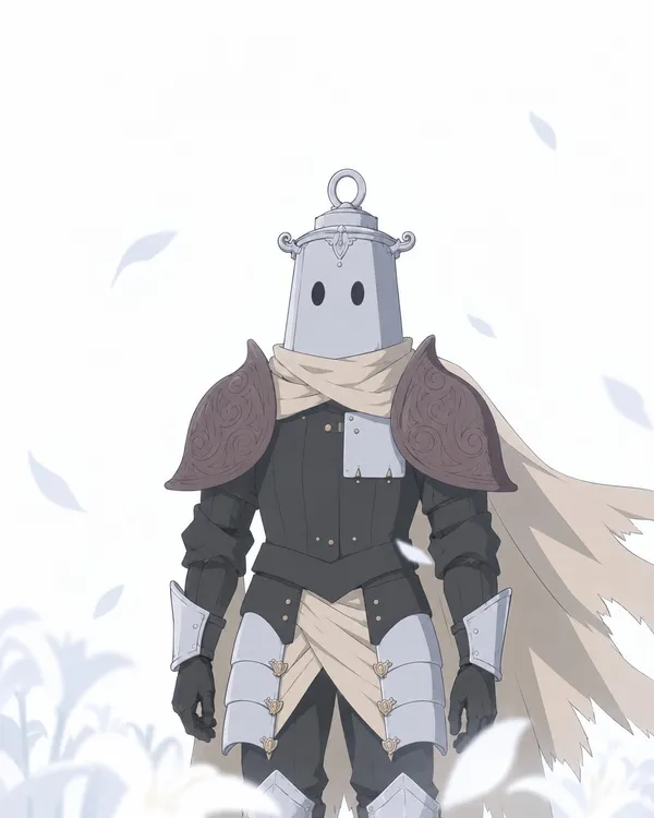 Webtoon panel: the Lantern Knight standing alone among white lilies, cape blowing
